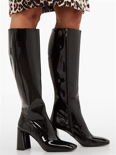 prada ladies knee high boots|Prada block heel boots.